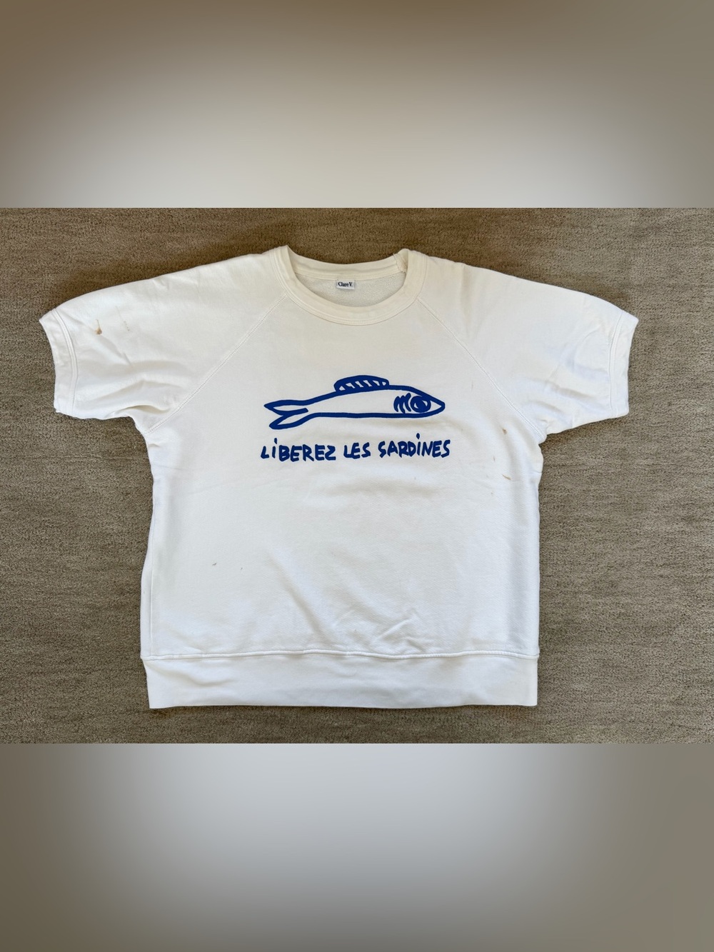 Clare V x Gjusta ‘Liberez Les Sardines’ cotton shirt sleeve sweatshirt